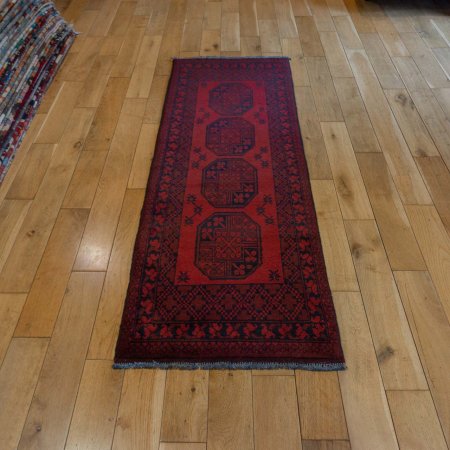 Hand-Knotted Aqcha Runner From Afghanistan