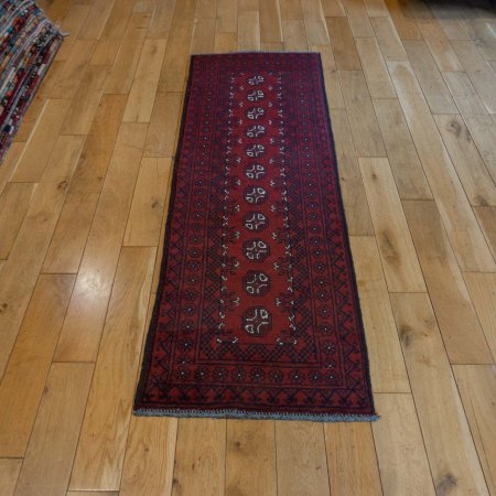 Hand-Knotted Aqcha Runner From Afghanistan