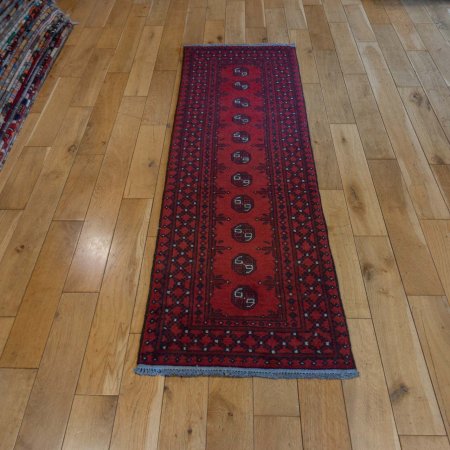 Hand-Knotted Aqcha Runner From Afghanistan