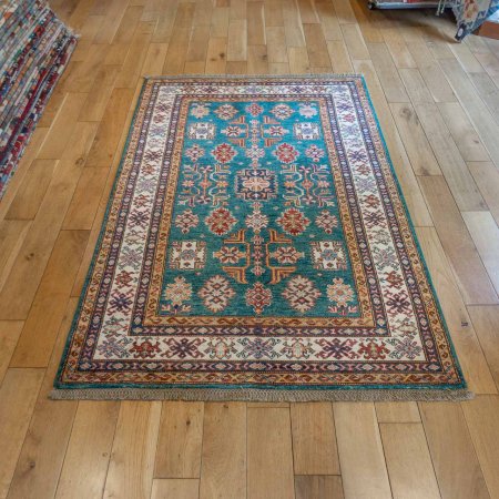 Hand-Knotted Kazak Rug From Afghanistan