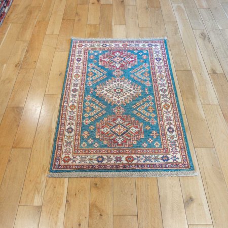 Hand-Knotted Kazak Rug From Afghanistan