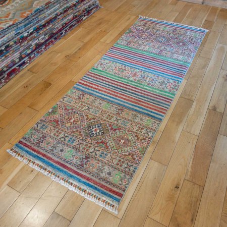 Hand-Knotted Khorjin Runner From Afghanistan