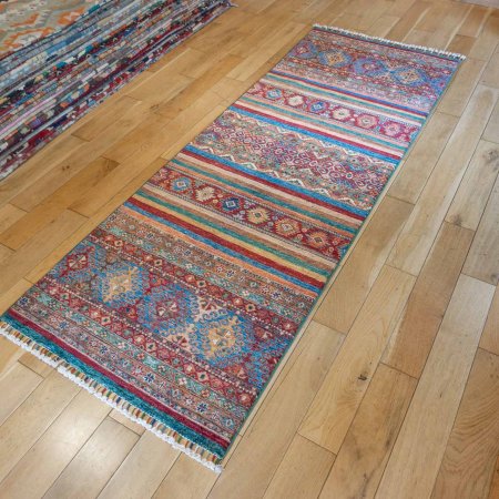 Hand-Knotted Khorjin Runner From Afghanistan