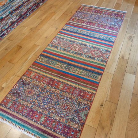 Hand-Knotted Khorjin Runner From Afghanistan