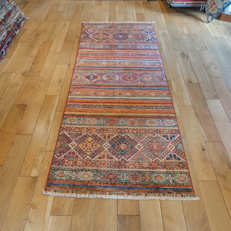 Hand-Knotted Khorjin Runner From Afghanistan