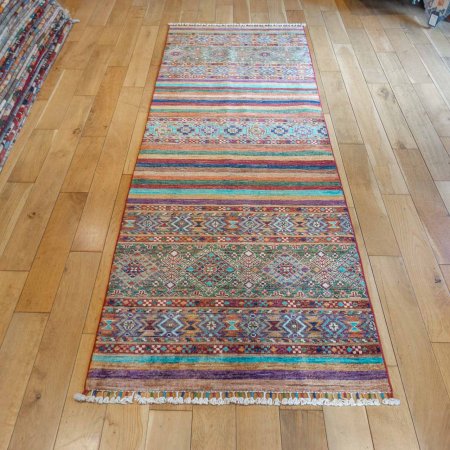 Hand-Knotted Khorjin Runner From Afghanistan