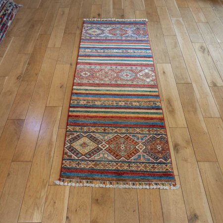 Hand-Knotted Khorjin Runner From Afghanistan