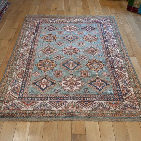 Hand-Knotted Kazak Rug From Afghanistan