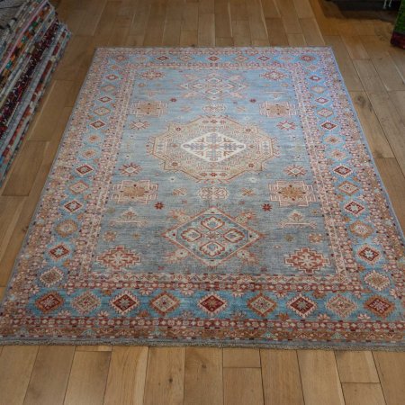 Hand-Knotted Kazak Rug From Afghanistan