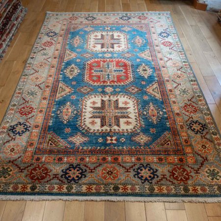 Hand-Knotted Kazak Rug From Afghanistan