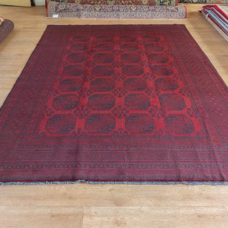 Hand-Knotted Aqcha Rug From Afghanistan