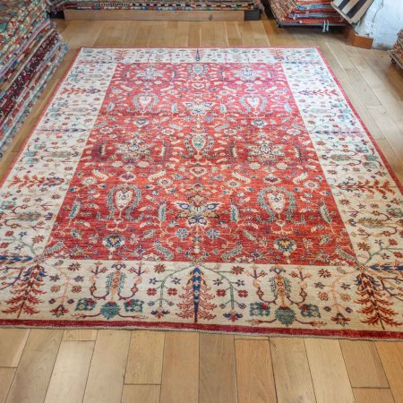 Hand-Knotted Kandahari Rug From Afghanistan