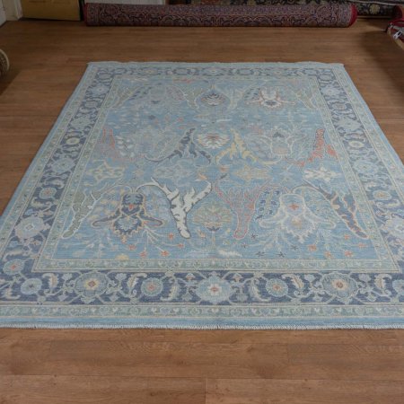 Hand-Knotted Afghan Oushak Rug From Afghanistan