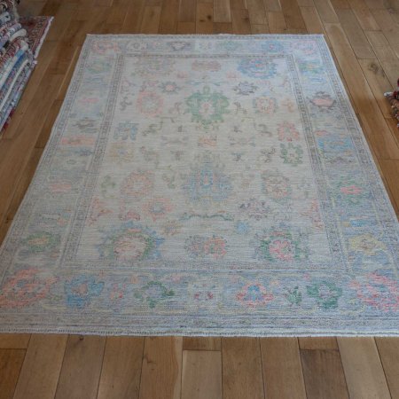 Hand-Knotted Afghan Oushak Rug From Afghanistan