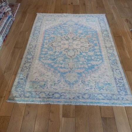 Hand-Knotted Afghan Oushak Rug From Afghanistan