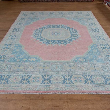 Hand-Knotted Afghan Oushak Rug From Afghanistan