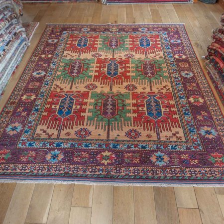 Hand-Knotted Waziri Rug From Afghanistan