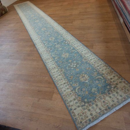 Hand-Knotted Ziegler Runner From Afghanistan