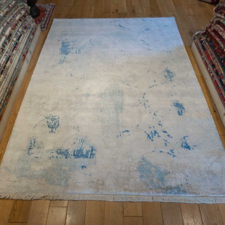 Hand-Knotted Tibetan Jewel Rug From India