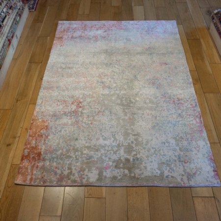 Hand-Knotted Tibetan Jewel Rug From India