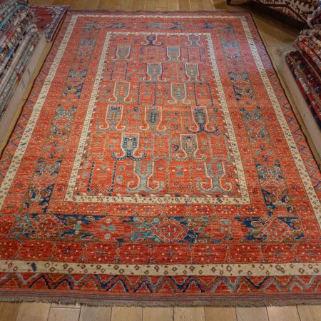 Hand-Knotted Fine Ersari Rug From Afghanistan