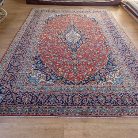 Hand-Knotted Kashan Rug From Iran (Persian)