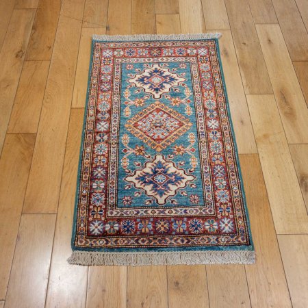 Hand-Knotted Fine Kazak Rug From Afghanistan