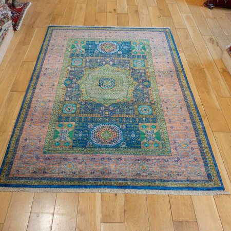 Hand-Knotted Fine Mamluk Rug From Afghanistan