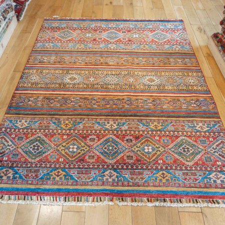 Hand-Knotted Khorjin Rug From Afghanistan