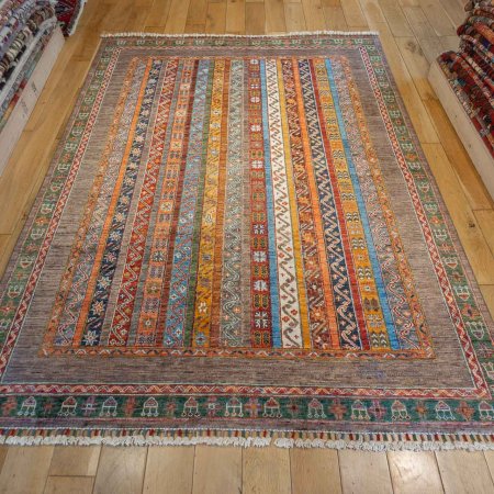 Hand-Knotted Khorjin Rug From Afghanistan