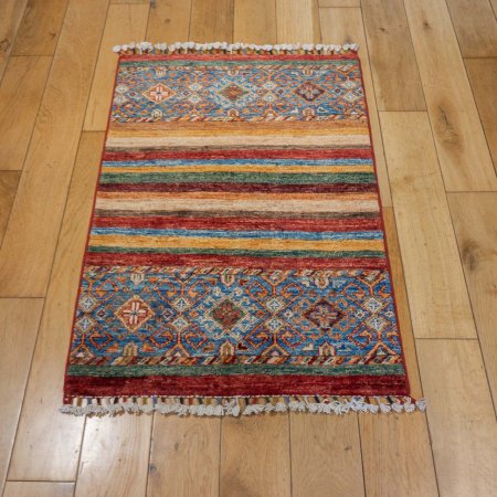 Hand-Knotted Khorjin Rug From Afghanistan