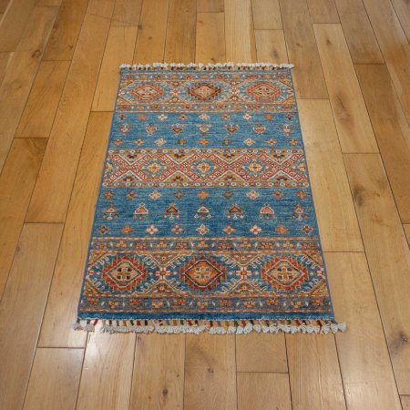 Hand-Knotted Khorjin Rug From Afghanistan