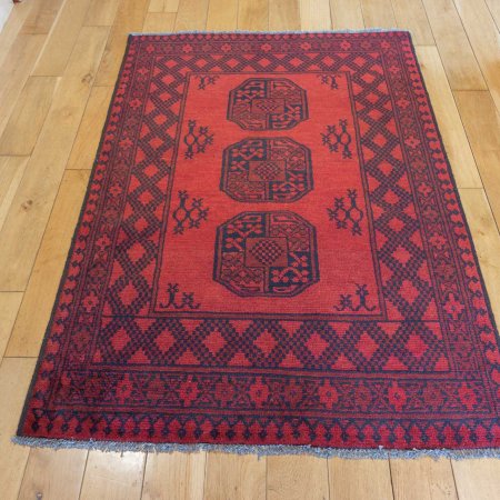 Hand-Knotted Aqcha Rug From Afghanistan