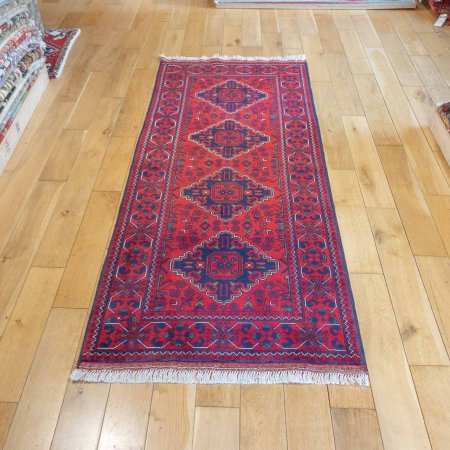Hand-Knotted Kundoz Runner From Afghanistan