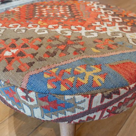 Hand-Made Anatolian Kilim Stool From Turkey