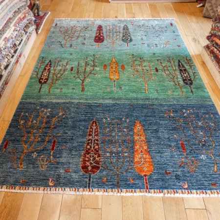 Hand-Knotted Khorjin Rug From Afghanistan