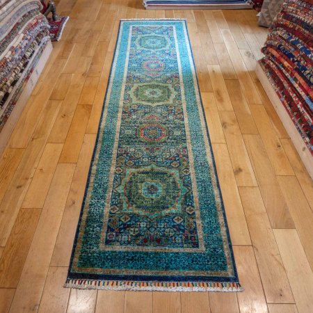 Hand-Knotted Fine Mamluk Runner From Afghanistan