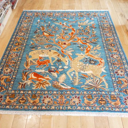 Hand-Knotted Tree Design Rug From Afghanistan