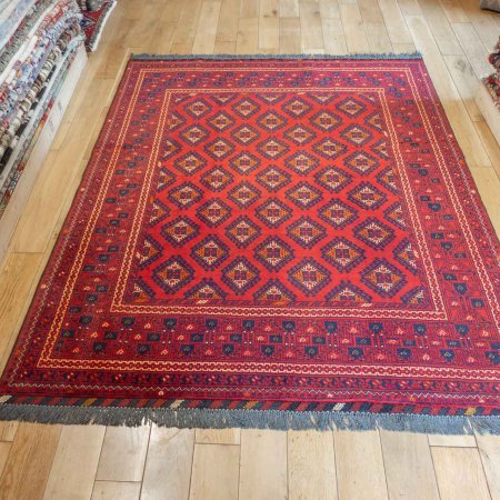 Hand-Knotted Kundoz Rug From Afghanistan