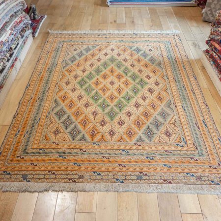 Hand-Knotted Fine Mushwani Rug From Afghanistan