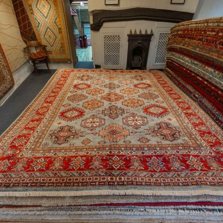 Hand-Knotted Kazak Rug From Afghanistan
