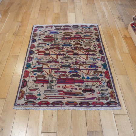 Hand-Knotted Baluch War Rug From Afghanistan