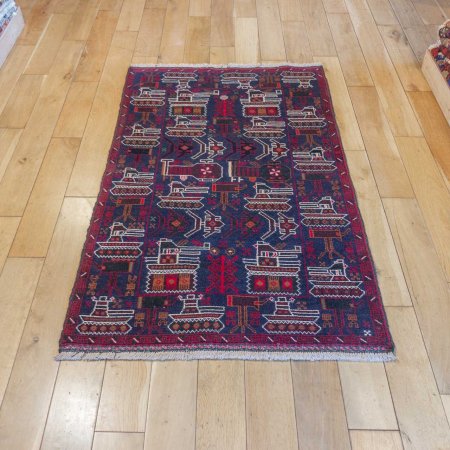 Hand-Knotted Baluch War Rug From Afghanistan