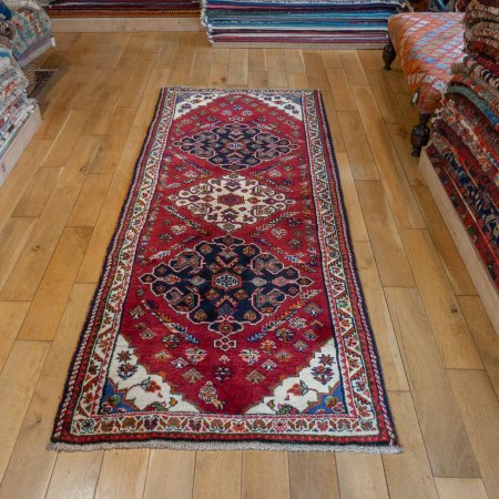 Hand-Knotted Qashgai Runner From Iran (Persian)