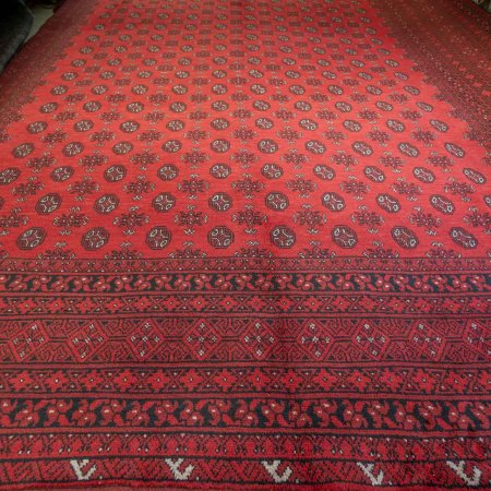 Hand-Knotted Aqcha Rug From Afghanistan