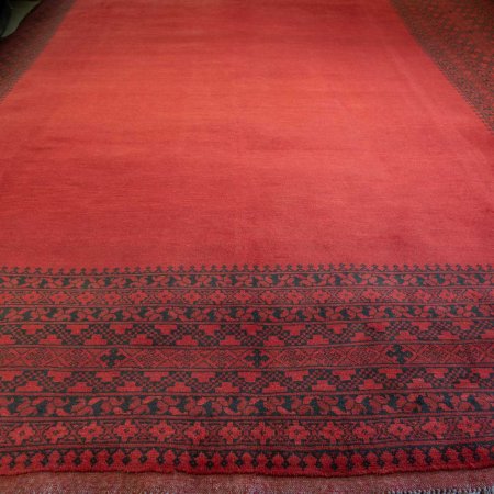 Hand-Knotted Aqcha Rug From Afghanistan