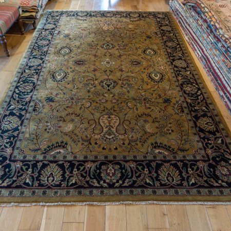 Hand-Knotted Mashad Palace Rug From India