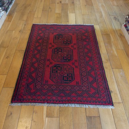 Hand-Knotted Aqcha Rug From Afghanistan