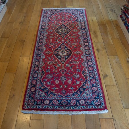 Hand-Knotted Kashan Runner From Iran (Persian)