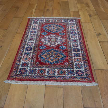 Hand-Knotted Kazak Rug From Afghanistan
